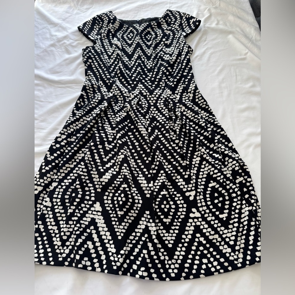 AB Studio Black & White Chevron Dot Maxi Dress
